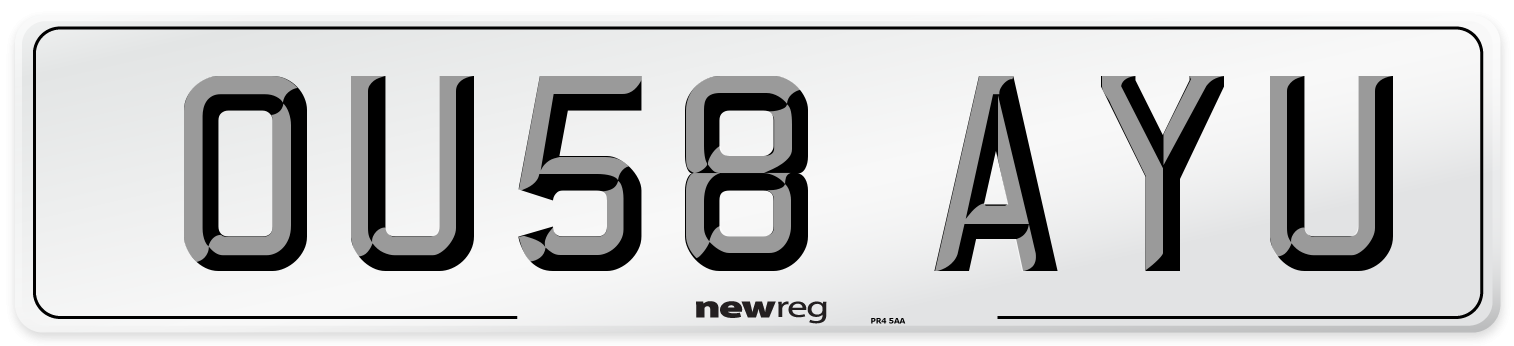 OU58 AYU Number Plate from New Reg